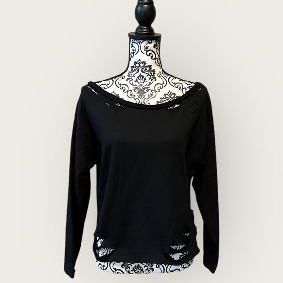 ASOS shredded cropped sweatshirt size 0 Black - Picture 1 of 11